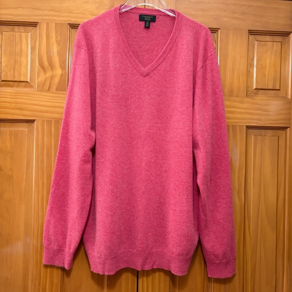 Club Room V-Neck Cashmere Sweater in Rich Rose Pink Size XXL EUC